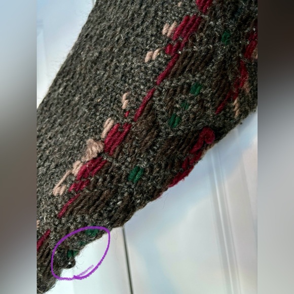 Vintage Ecuador Handmade 100% Wool Oversized Cardigan Sweater, Grey, SISANDINA - Picture 11 of 16